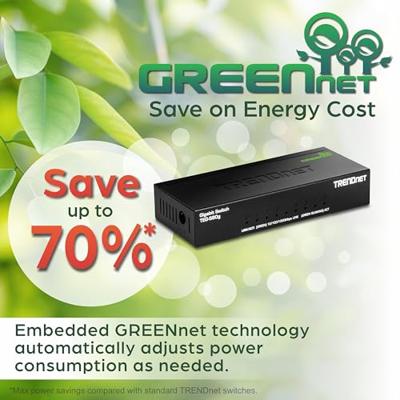 TRENDnet 8-poorts onbeheerde gigabit-schakelaar, TEG-S80G, Desktop Ethernet metalen schakelaar, Ethernet-splitter, ventilatorloos, 16 Gbps schakelcapaciteit, Plug & Play, levenslange bescherming,