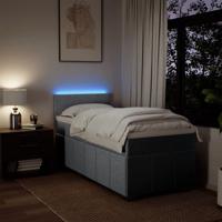 Boxspring met matras stof lichtgrijs 90x200 cm - thumbnail