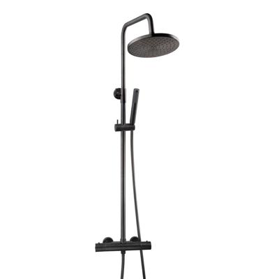 Caral thermostatische regendoucheset opbouw gunmetal Caral thermostatische regendoucheset opbouw gunmetal
