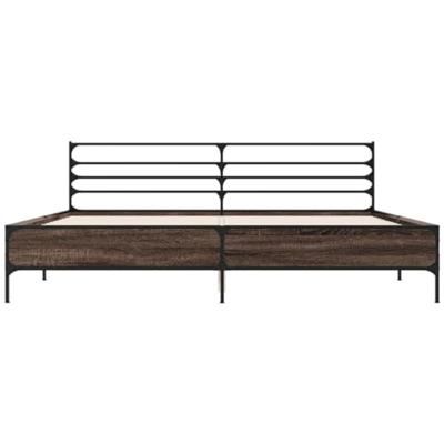 Bedframe bewerkt hout metaal bruin eikenkleur 200x200 cm