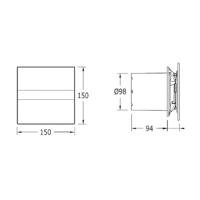 Badkamer Ventilator Cata E-100 GBTH Timer En Vochtsensor 100 mm 4W/8W Wit - thumbnail