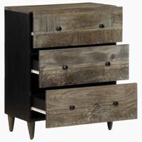 Dressoir 60x33,5x75 cm massief mangohout lichtgrijs - thumbnail