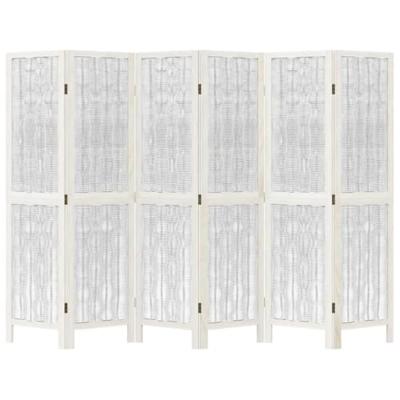 Kamerscherm met 6 panelen massief paulowniahout wit