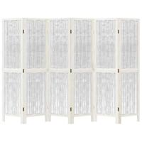 Kamerscherm met 6 panelen massief paulowniahout wit - thumbnail
