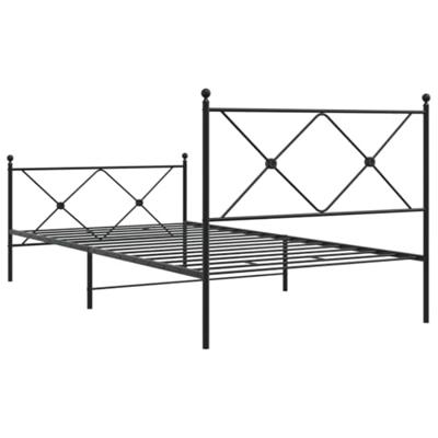 Bedframe met hoofd- en voeteneinde metaal zwart 100x190 cm - thumbnail