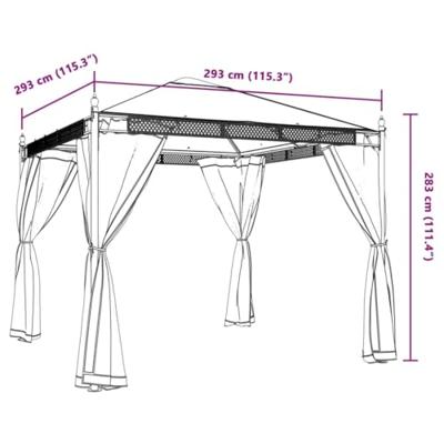 Prieel met zijwanden van gaas 2,93x2,93m staal antracietkleurig Prieel met zijwanden van gaas 2,93x2,93m staal antracietkleurig