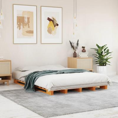 Palletbed massief grenenhout wasbruin 140x200 cm