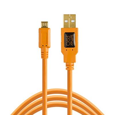 Tethertools TetherPro USB 2.0 to MicroUSB B 5-Pin, 15' (4.6m), High-Visibility Orange