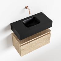 MONDIAZ ANDOR 60cm toiletmeubel washed oak. LEX 60cm wastafel urban midden geen kraangat - thumbnail