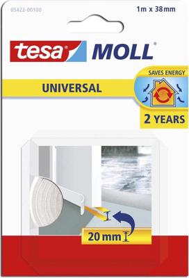 Tesa Tochtband - binnendeur - 1m x 38mm op rol - wit