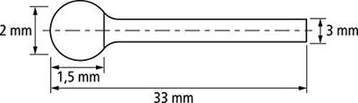 PFERD TOOLS 21211023 Freesstift Hardmetaal Bol 2 mm Lengte 33 mm Afmeting, Ø 2 mm Werklengte 1.5 mm Schachtdiameter 3 mm 1 stuks