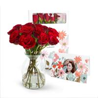 Brievenbusbloemen met persoonlijke kaart - Rode rozen - thumbnail