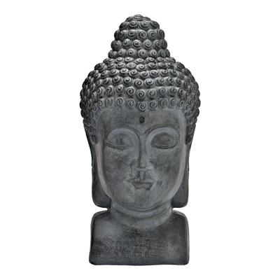 Buddha hoofd van poly grijs (B/H/D) 25x50x25cm