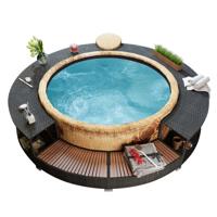 Hottub-ombouw poly rattan zwart - thumbnail