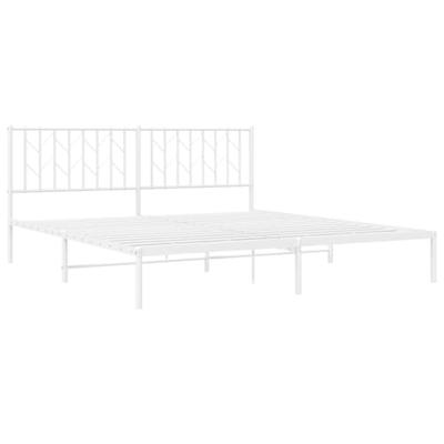 Bedframe met hoofdbord metaal wit 183x213 cm Bedframe met hoofdbord metaal wit 183x213 cm