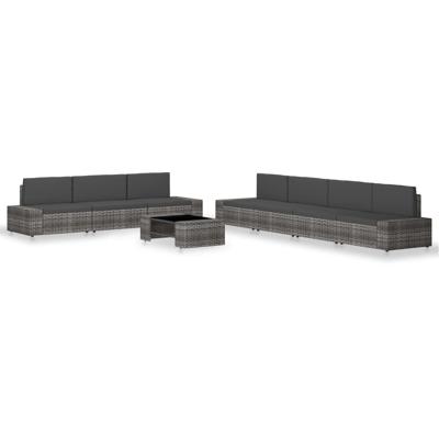 8-delige Loungeset poly rattan grijs