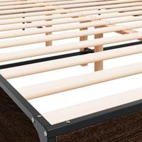 Bedframe bewerkt hout metaal bruin eikenkleur 150x200 cm - thumbnail