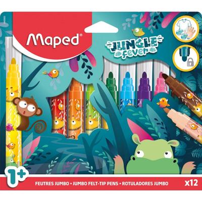 Maped viltstift Jungle Fever Jumbo, etui van 12 stuks, assorti Maped viltstift Jungle Fever Jumbo, etui van 12 stuks, assorti