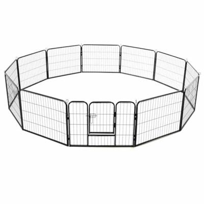 Hondenren met 12 panelen 80x60 cm staal zwart - thumbnail