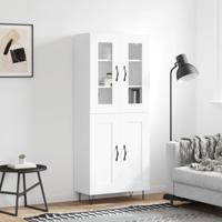 Hoge kast 69,5x34x180 cm bewerkt hout wit - thumbnail