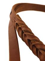 HUNTER Solid EDUCATION Verstelbare hondenriem, leer, gevlochten, robuust, zacht, 1,3 x 200 cm, cognac - thumbnail
