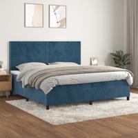 Boxspring met matras fluweel donkerblauw 200x200 cm - thumbnail