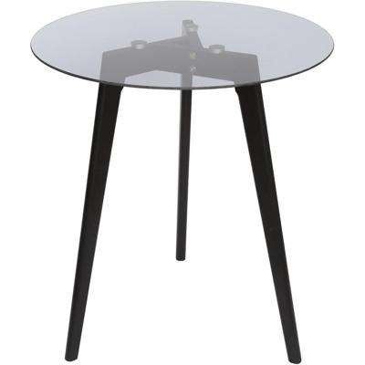 Bijzettafel - Trion Atol - Glazen blad - Rond - Zwart - Hout