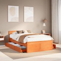 Bedframe zonder matras met hoofdbord hout wasbruin 120x190 cm - thumbnail