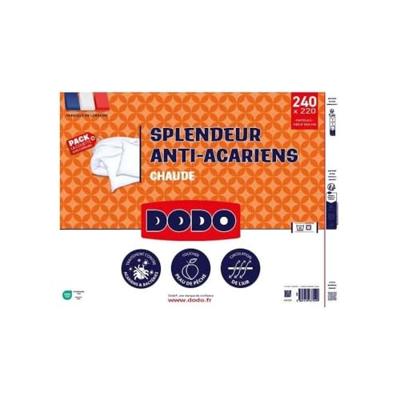 DODO Pack Warm anti-mijtendekbed 220x240 cm + 2 kussens 60x60 cm - Pracht - 100% volupt'air vulling 350gr/m² - Wit