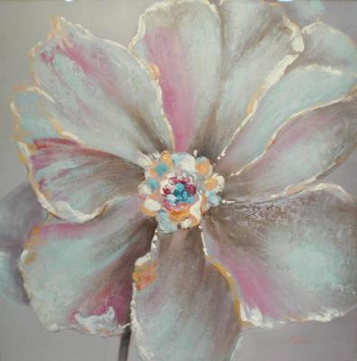 Schilderij -Handgeschilderd - Bloem 100x100cm