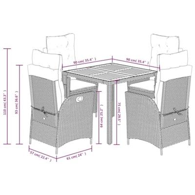 5-delige Tuinset met kussens poly rattan zwart 5-delige Tuinset met kussens poly rattan zwart