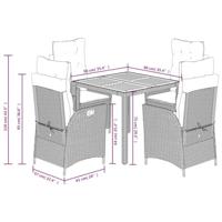 5-delige Tuinset met kussens poly rattan zwart - thumbnail