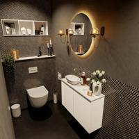 MONDIAZ FOWY toiletmeubel 80cm kleur talc. Waskom positie links kleur talc | talc. Zonder kraangat - thumbnail