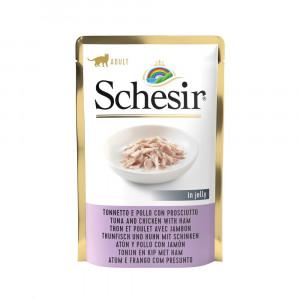 SCHESIR in jelly Tuna and chicken with ham - nat kattenvoer - 85 g