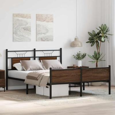Bedframe zonder matras bewerkt hout bruin eikenkleur 140x190 cm
