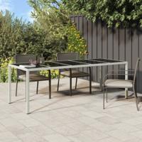 Tuintafel 250x100x75 cm poly rattan en gehard glas wit - thumbnail