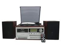 Roadstar HIF-8892EBT Mini Hi-Fi Music System Platenspeler 33/45/78 omwentelingen, digitale radio PLL FM-radio, CD-MP3-speler, cassette, Bluetooth, opnamefunctie, USB, SD-kaart, afstandsbediening, hout - thumbnail