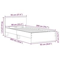 Bedframe met hoofdeinde Zwart eiken 90 x 200 cm Bewerkt hout - thumbnail
