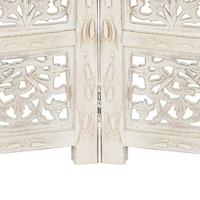 Kamerscherm met 4 panelen handgesneden 160x165 cm mangohout wit - thumbnail