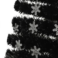 VidaXL Kerstboom met led-sneeuwvlokken 240 cm glasvezel zwart - thumbnail