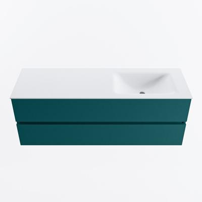 MONDIAZ VICA 140cm badmeubel onderkast Smag 2 lades. Wastafel CLOUD rechts 1 kraangat, kleur Talc.