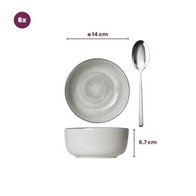 Cosy & Trendy Soepkommen / Kommen Baltic Grey ø 14 cm - 6 stuks
