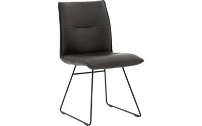 Goossens Excellent Eetkamerstoel Nica grijs leer leuning Sledevoet, modern design