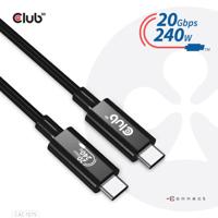 Club 3D USB4 Type-C Gen2x2 bi-directionele kabel 40Gbps 4K60Hz 240W PowerDelivery M-M 2m - 6,56ft, CAC-1575 - thumbnail