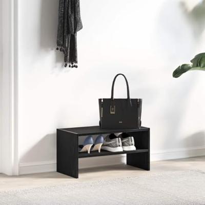 VidaXL Schoenenrek stapelbaar 60x30x30,5 cm zwart eikenkleurig VidaXL Schoenenrek stapelbaar 60x30x30,5 cm zwart eikenkleurig