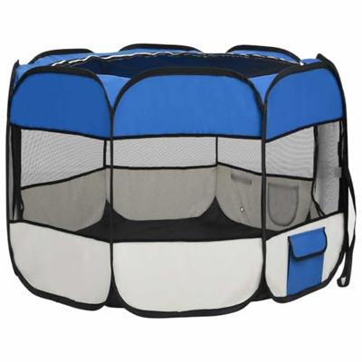 VidaXL Hondenren inklapbaar met draagtas 90x90x58 cm blauw