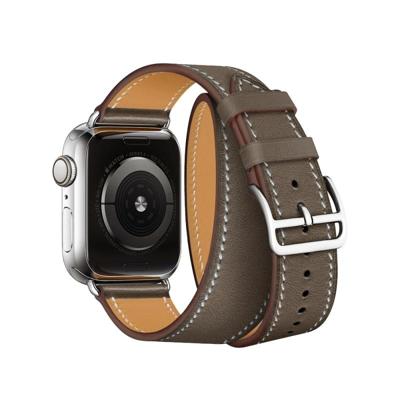 Voor Apple Watch 3/2/1 generatie 38mm universele lederen dubbele-lus strap (grijs) Voor Apple Watch 3/2/1 generatie 38mm universele lederen dubbele-lus strap (grijs)