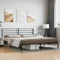 Bedframe met hoofdbord metaal zwart 193x203 cm - thumbnail