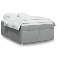 Boxspring met matras stof lichtgrijs 140x190 cm - thumbnail