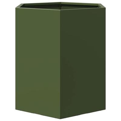 VidaXL Plantenbak zeshoek 46x40x45 cm staal olijfgroen